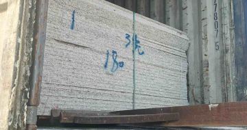 泰安 芝麻白花岗岩石材3.0公分光面毛板装柜出货