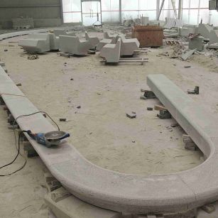 泰安 芝麻白花岗岩弧形花坛石，坐凳石