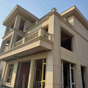 泰安 黄金麻花岗岩石材荔枝面外墙干挂效果展示