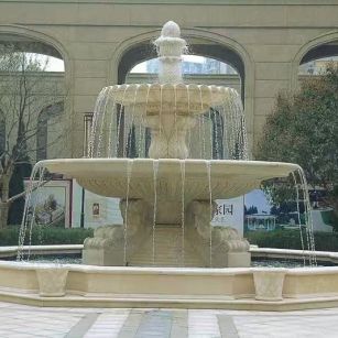 泰安 黄金麻花岗岩异型加工——户外庭院石雕流水喷泉