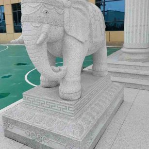 泰安 白麻花岗岩动物异形石雕-大象