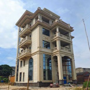 泰安 黄金麻花岗岩石材别墅外墙干挂搭配（雕花栏杆花瓶柱门楼罗马柱）