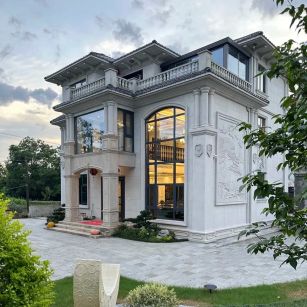 泰安 白麻花岗岩私人别墅干挂石材豪华定制