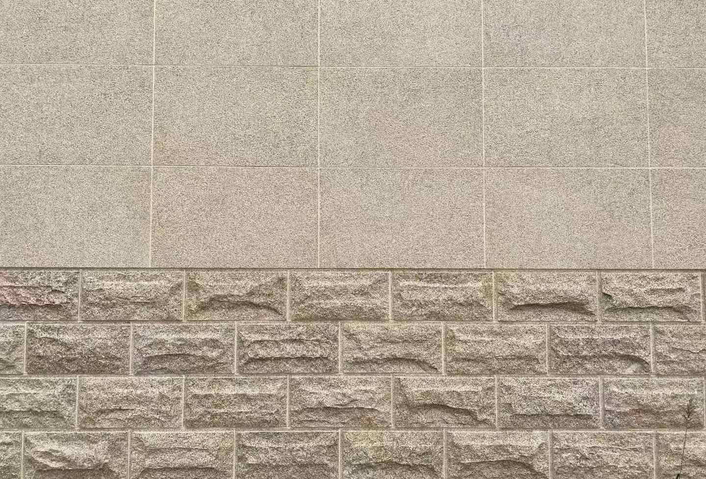 泰安 黄金麻自然面蘑菇石配荔枝面干挂