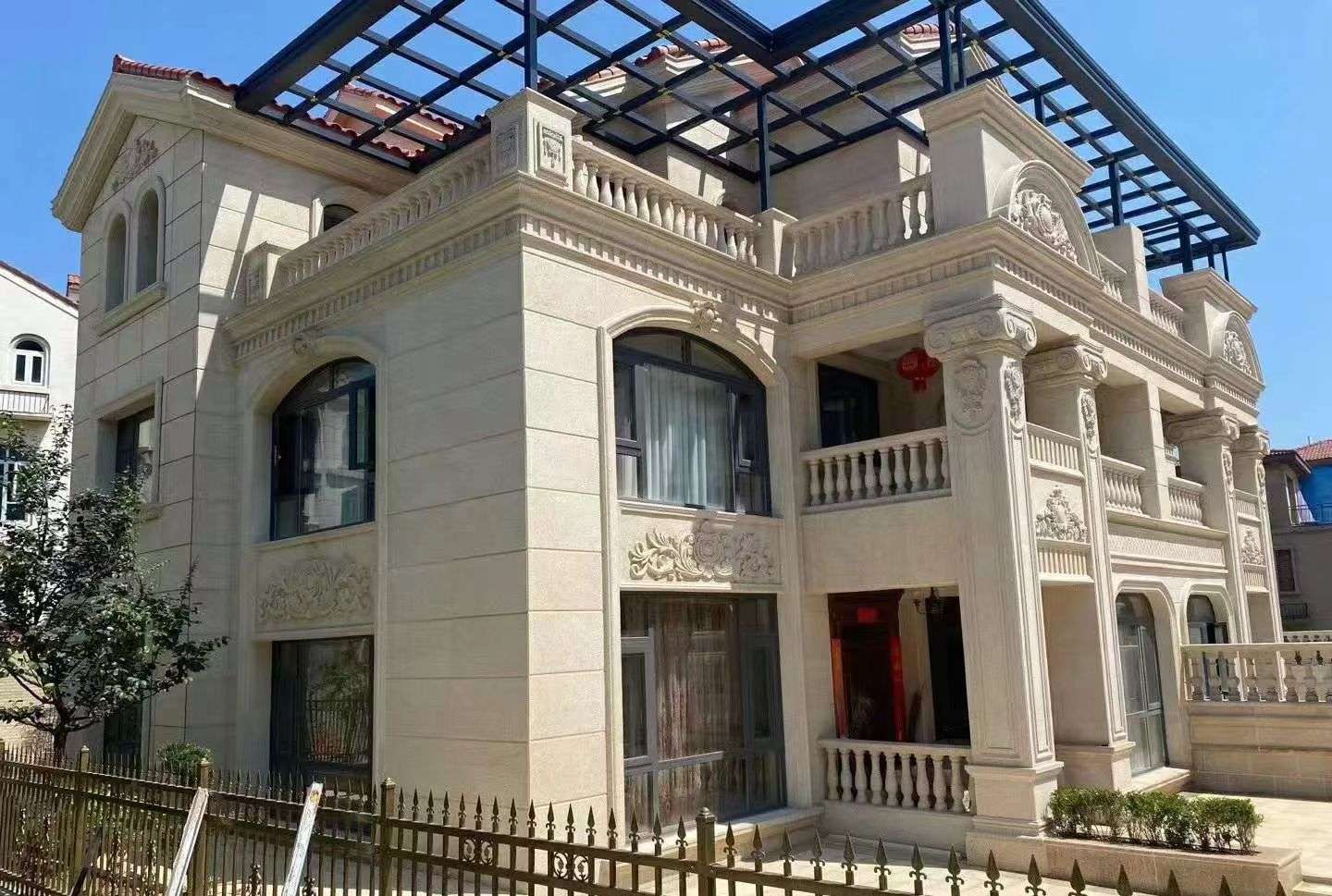 泰安 黄金麻花岗岩荔枝面别墅外墙干挂