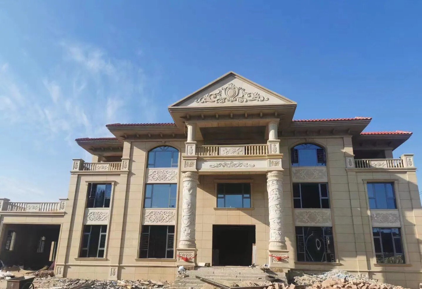 泰安 黄金麻花岗岩别墅外墙干挂